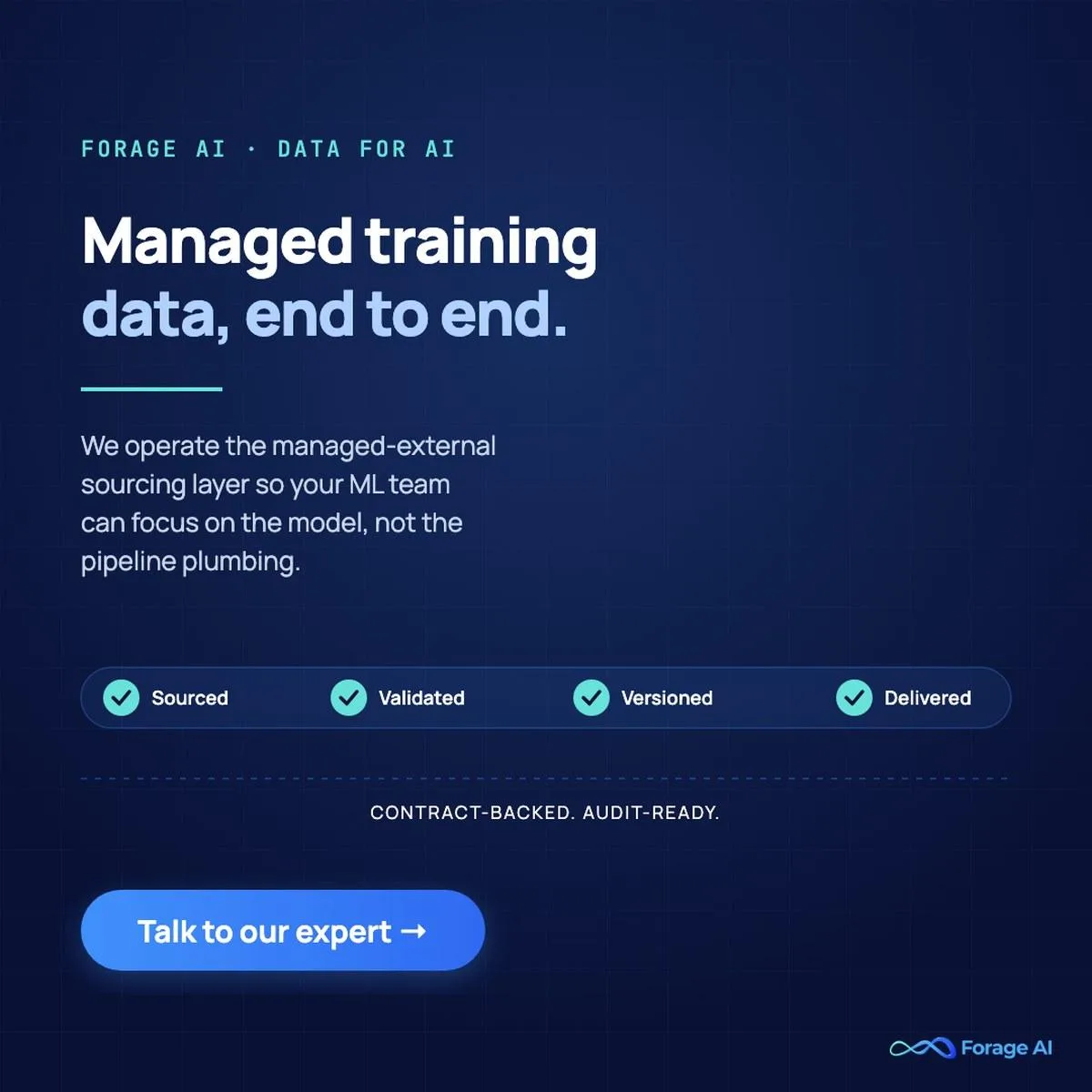 Forage AI Data for AI service, talk to our expert