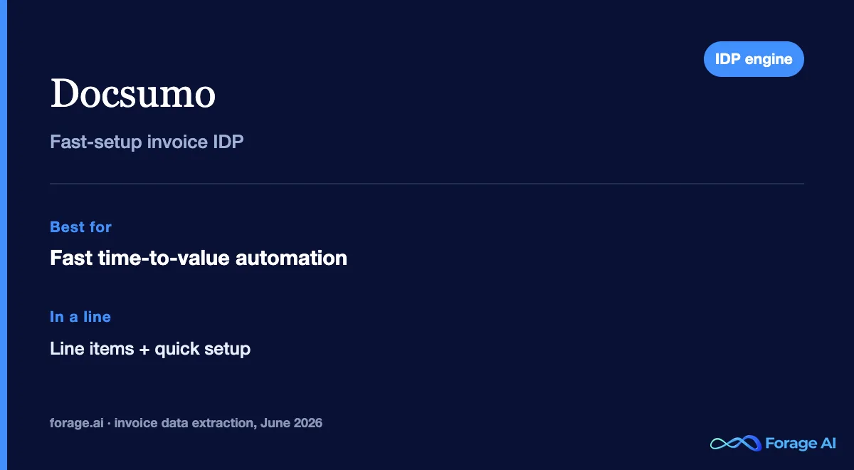 Docsumo snapshot: fast-setup invoice and document AI with line-item capture