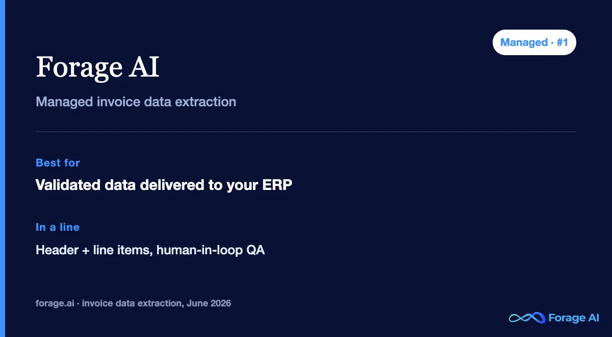 Forage AI snapshot: managed invoice data extraction delivered to your AP and ERP schema