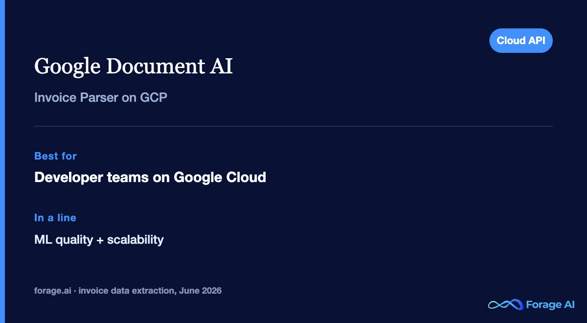 Google Document AI snapshot: Invoice Parser processor on Google Cloud