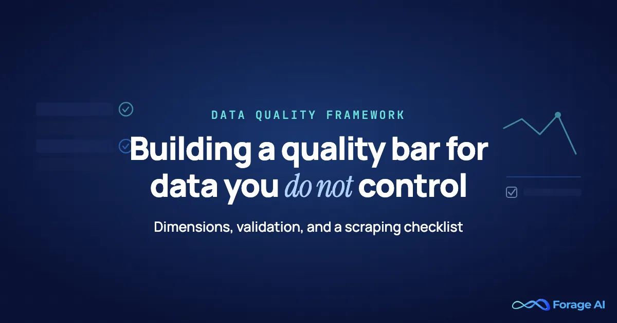 Data Quality Framework &amp; Quality Checklist for External Sources
