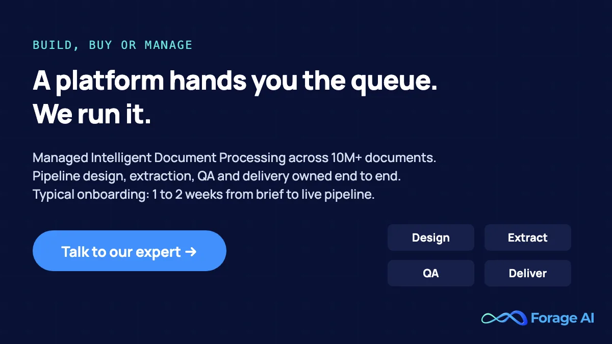 Forage AI managed intelligent document processing, live in one to two weeks