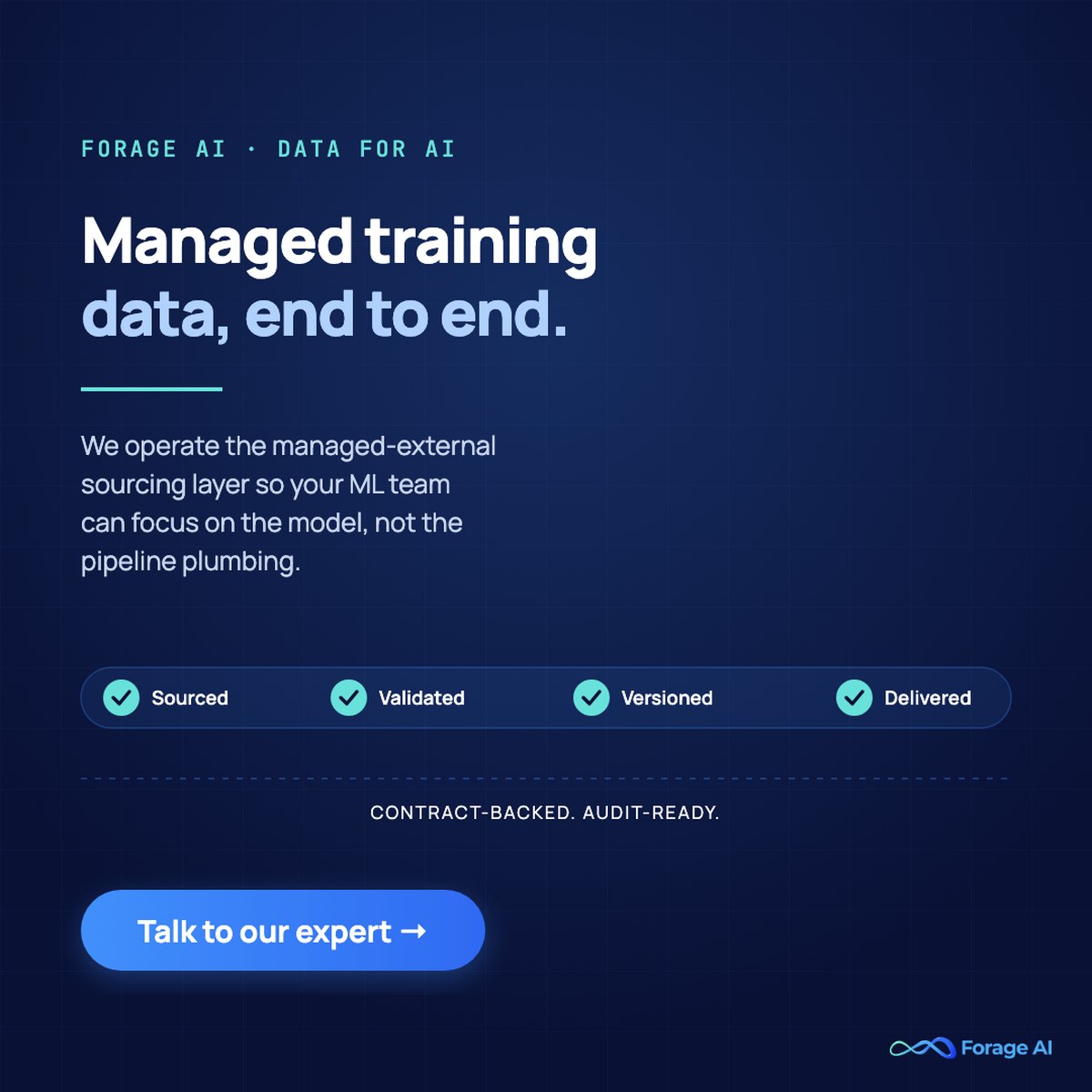 Forage AI Data for AI service, talk to our expert