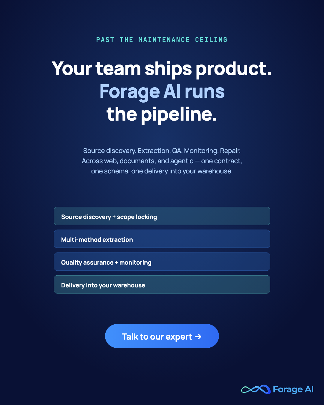 Past the tools tier? Forage AI runs the pipeline so your team ships product. Talk to our expert.