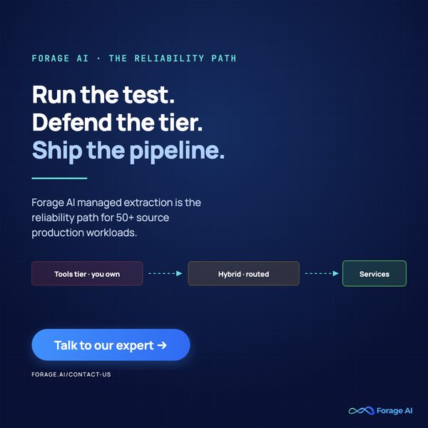 Forage AI managed extraction is the reliability path for production web scraping pipelines