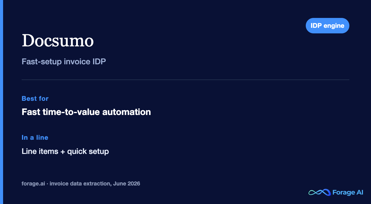 Docsumo snapshot: fast-setup invoice and document AI with line-item capture