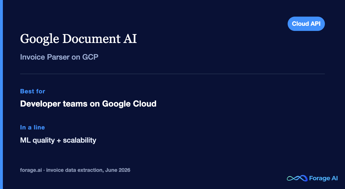 Google Document AI snapshot: Invoice Parser processor on Google Cloud